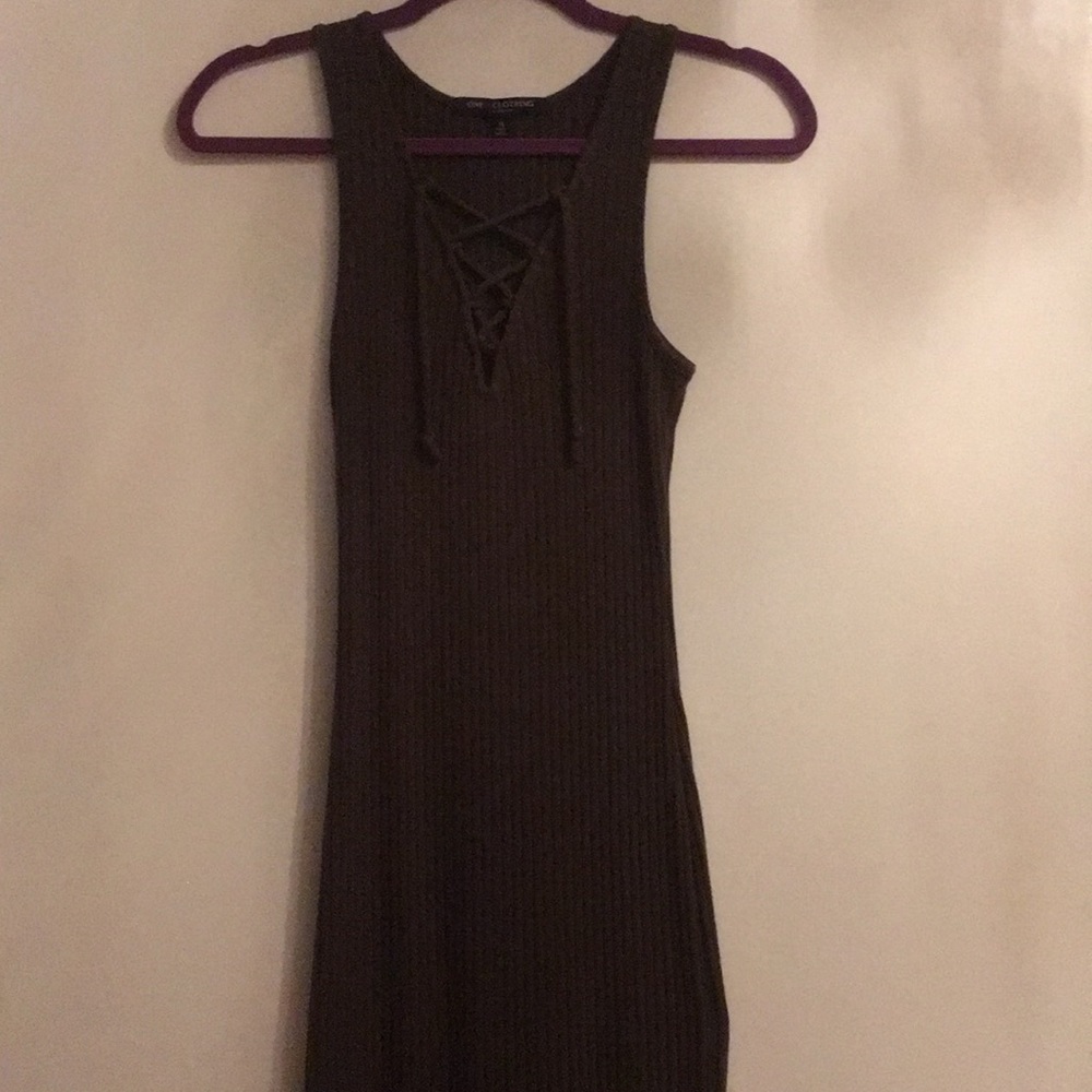 One Clothing Maxi Bodycon Dark Green Dress Small